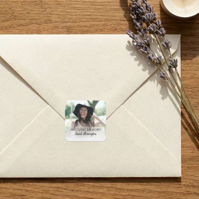 Sticker Carré Modern In Loving Memory | Photo Memorial (Créateur téléchargé)