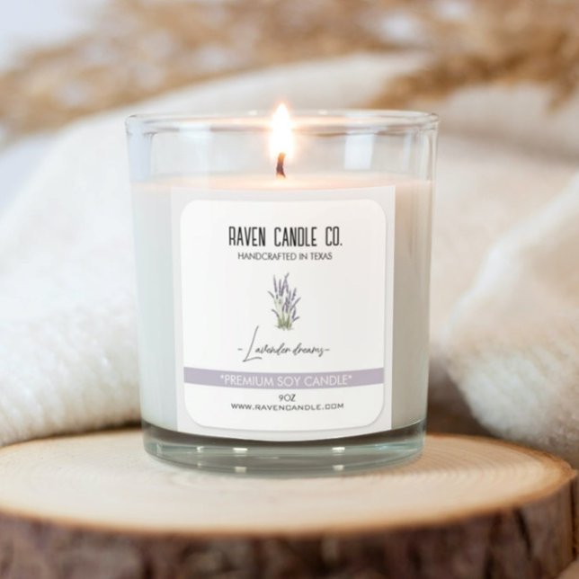 Sticker Carré Modern lavender purple square product candle label (Créateur téléchargé)