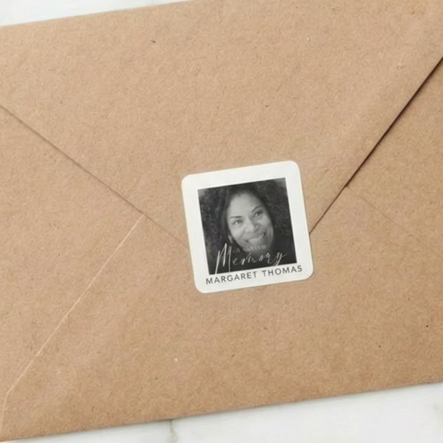 Sticker Carré Modern Memorial Photo Funeral (Créateur téléchargé)