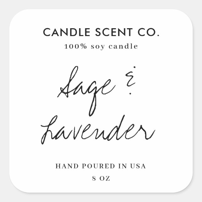Sticker Carré Modern Minimalist Editable Candle Label Template (Devant)