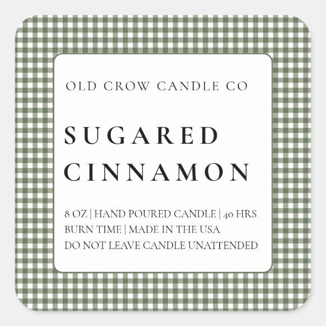 Sticker Carré Modern Rustic Homespun Minimalist Candle  (Devant)