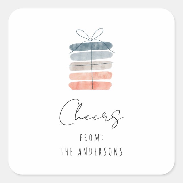 Sticker Carré Modern Simple Chic Cheers! Gift for You (Devant)