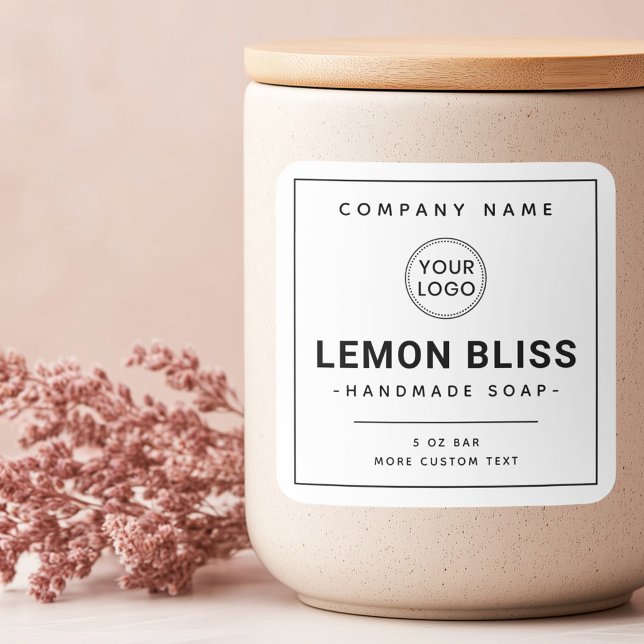 Sticker Carré Moderne ajouter le logo mince carré produit étique (Modern add logo thin border square product label)