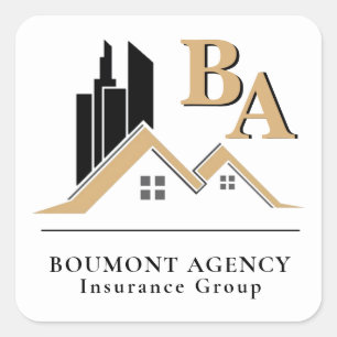 Sticker Carré Moderne Ajoutez votre propre logo professionnel Bl