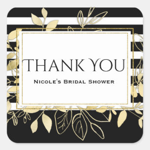 Sticker Carré Moderne Black Gold Botanical Glamor Chic Favor