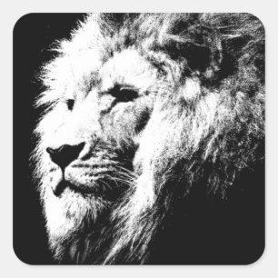 Sticker Carré Moderne Black & White Pop Art Lion Head tendance
