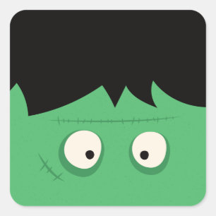 Sticker Carré Moderne Cute Frankenstein Monster Halloween