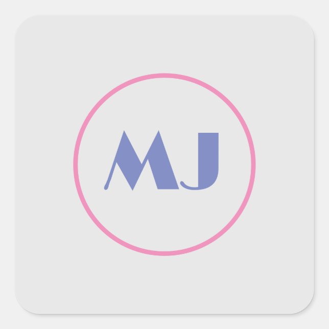 Sticker Carré Moderne Design Monogramme Bleu Lettres initiales g (Devant)