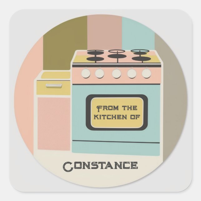 Sticker Carré Moderne du milieu du siècle De la cuisine des auto (Devant)