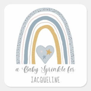 Sticker Carré Moderne Dusty Blue Rainbow Baby Boy Sprinkle Douch