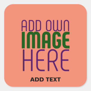 STICKER CARRÉ MODERNE ÉDITABLE CORAL ORANGE IMAGE MODÈLE TEXTE