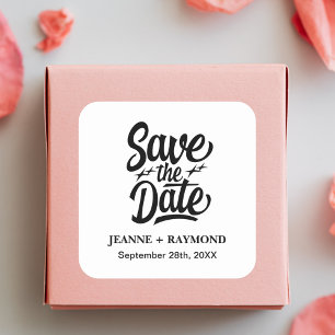 Sticker Carré Moderne Enregistrer La Date Faire-part De Mariage 