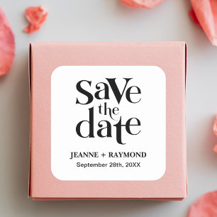 Sticker Carré Moderne Enregistrer le Faire-part Mariage Date