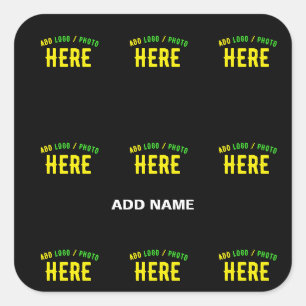 STICKER CARRÉ MODERNE ET MODERNE PERSONNALISABLE NOIR VÉRIFIÉ