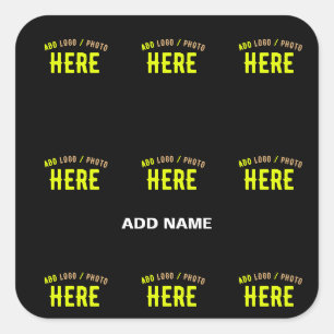 STICKER CARRÉ MODERNE ET MODERNE PERSONNALISABLE NOIR VÉRIFIÉ