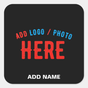 STICKER CARRÉ MODERNE ET MODERNE PERSONNALISABLE NOIR VÉRIFIÉ