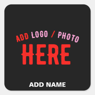 STICKER CARRÉ MODERNE ET MODERNE PERSONNALISABLE NOIR VÉRIFIÉ