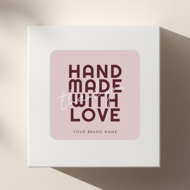Sticker Carré Moderne fait main avec amour merci (Créateur téléchargé)