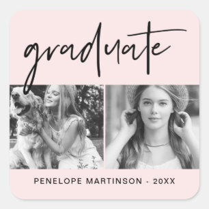 Sticker Carré Moderne Faux Gold Graduate Script Grille photo Blu