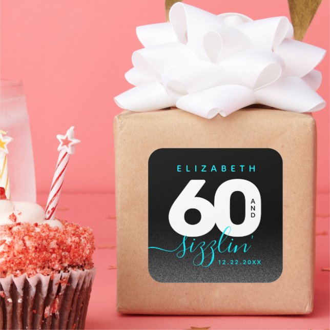 Sticker Carré Moderne Girly Ice Blue 60 et Sizzling (Fête)