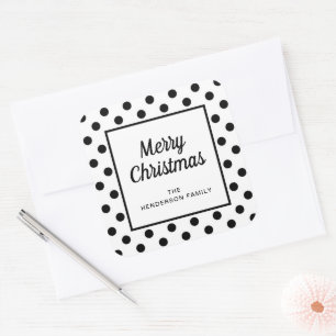 Sticker Carré Moderne Joyeux Noël Noir Blanc