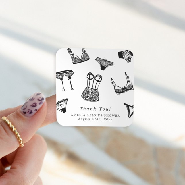 Sticker Carré Moderne lingerie de mariage en écriture pinceau (Créateur téléchargé)