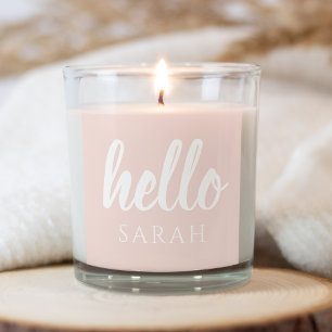 Sticker Carré Moderne Minimal Pastel Rose Bonjour Et Vous Nom