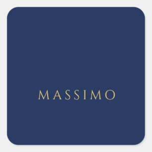 Sticker Carré Moderne Minimaliste Bleu Or Professionnel Tendance