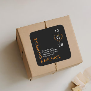 Sticker Carré Moderne minimaliste élégant noir et orange