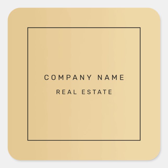 Sticker Carré Moderne minimaliste Immobilier Or (Devant)