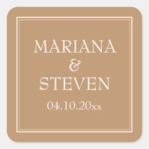 Sticker Carré Moderne Minimaliste Marron Beige Bordure