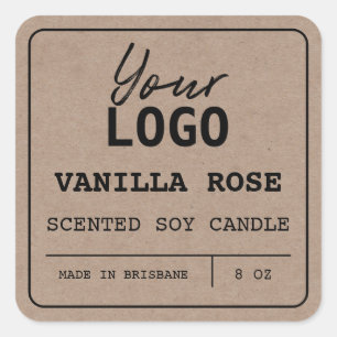 Sticker Carré Moderne minimaliste parfumé Soy Candle Logo Étique