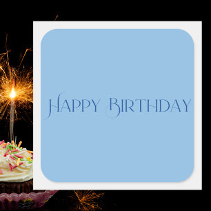 Sticker Carré Moderne minimaliste Pastel Bleu Joyeux Anniversair
