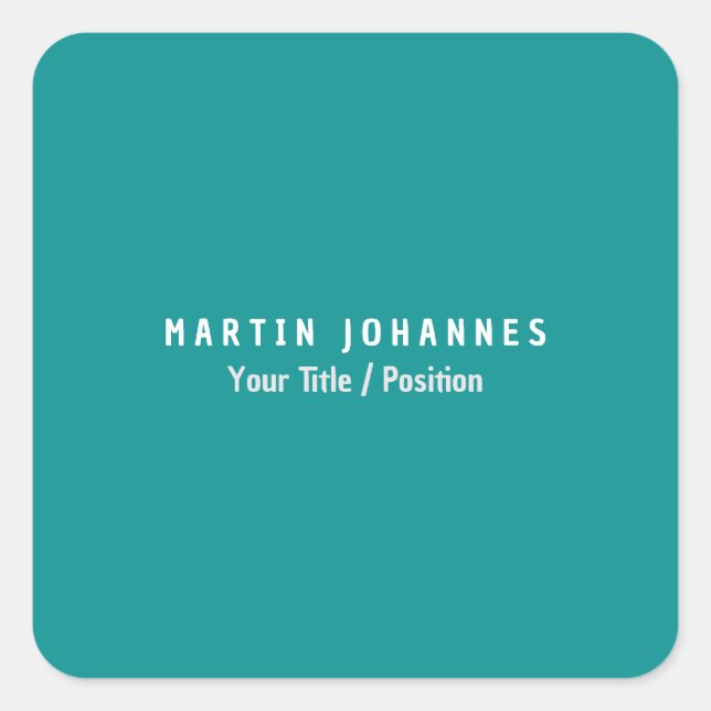 Sticker Carré Moderne minimaliste Plain Élégant bleu vert (Devant)