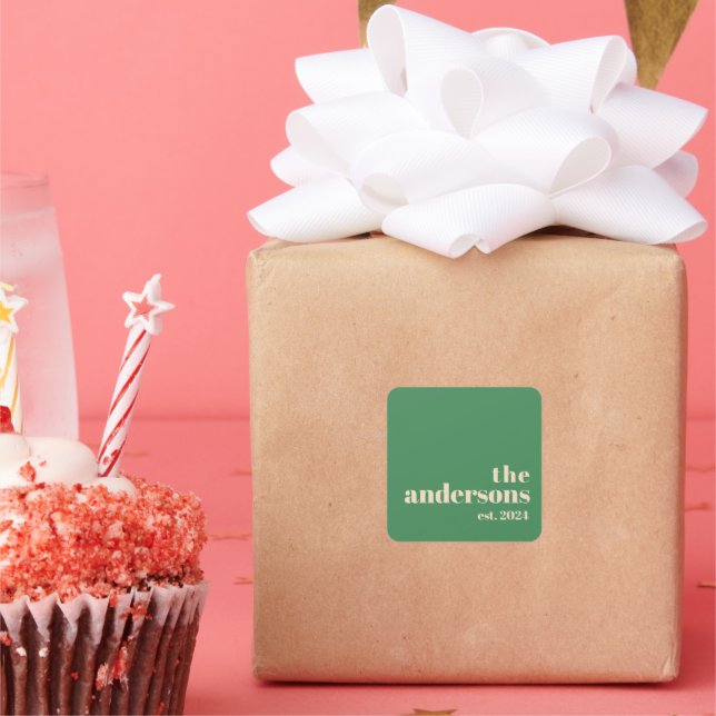 Sticker Carré Moderne minimaliste rétro vert (Fête)