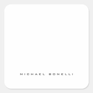 Sticker Carré Moderne Nom Propre Professionnel Minimaliste Plain