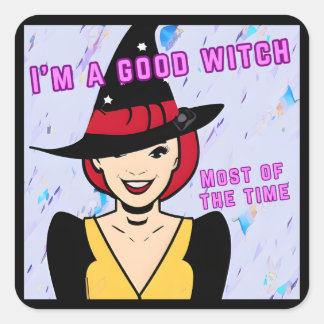 Sticker Carré Moderne Retro Bon sorcier Mème couleur Pop Art
