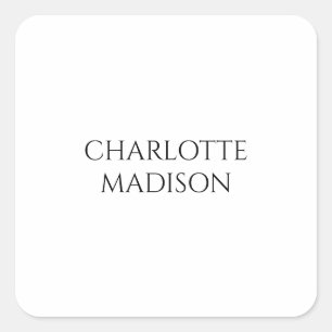 Sticker Carré Moderne Simple Blanc Tendance Minimaliste Nom Plai
