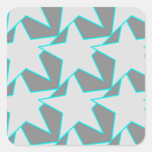 Sticker Carré Moderne Star Géométrique - gris et turquoise