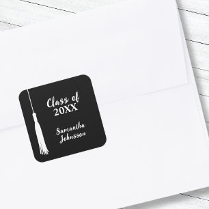 Sticker Carré Moderne Tassel Grad 2024 Grad Grad Grad Grad Gradu