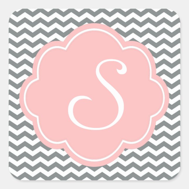 Sticker Carré Moderne, tendance, chevron gris et blanc classique (Devant)