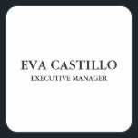 Sticker Carré Moderne tendance Elégant Simple White Manager<br><div class="desc">Personnaliser moderne tendance Professional Design simple.</div>