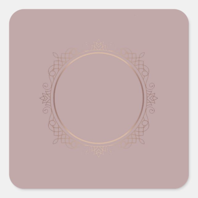 Sticker Carré Moderne Tendance Rose Or Modèle Vierge Ajouter Tex (Devant)