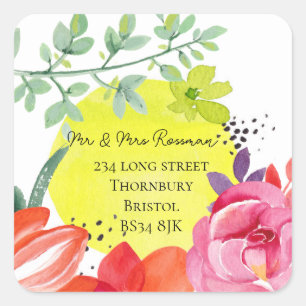 Sticker Carré Modification de la conception florale de l'autocol