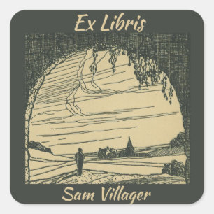 Sticker Carré Modifier Ex Libris Man Entrant dans la plaque d'im