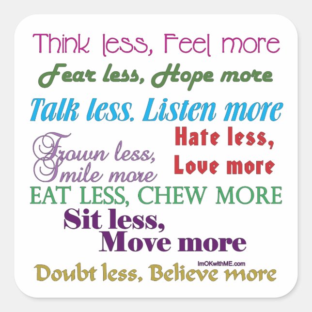 Sticker Carré Moins c'est Plus (Devant)