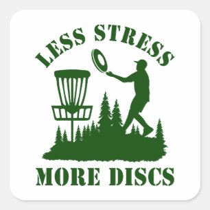 Sticker Carré Moins de stress Plus de disques Vintage Disque Gol