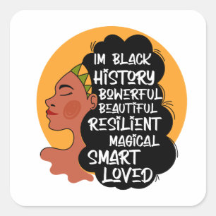 Sticker Carré Mois de l'histoire des Noirs, cadeau, 2024, Femme