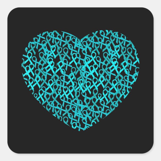 Sticker Carré Mois de sensibilisation Dysautonomia Ribbon Heart  (Devant)