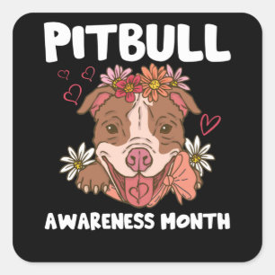Sticker Carré Mois de sensibilisation Pitbull Amour Pitbull